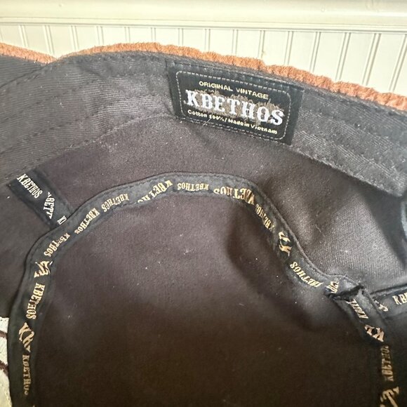 KB ETHOS Vintage Black Hat y2K Cap Brown Turquoise studded Applique - Picture 4 of 5